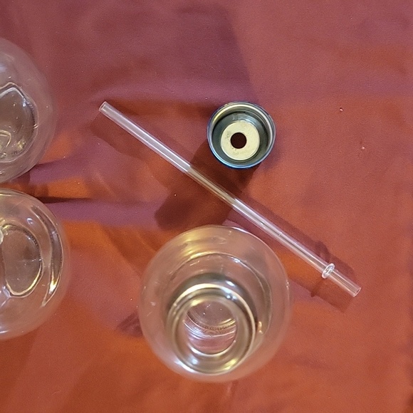 Harvest Parade Light Bulb Shaped Glass Bottle Drinking Glasses With Straws - Picture 5 of 5